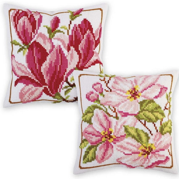 40\u044540 cm Embroidery kit DIY Needlepoint Pillow Kit Cross Stitch Cushion Kit Tits and Magnolia size 16x16